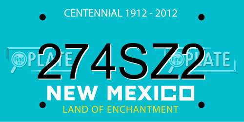 274SZ2 New Mexico License Plate