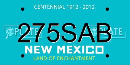 275SAB New Mexico License Plate