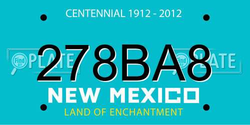 278BA8 New Mexico License Plate