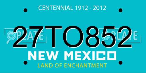 27TO852 New Mexico License Plate