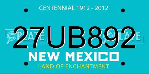 27UB892 New Mexico License Plate