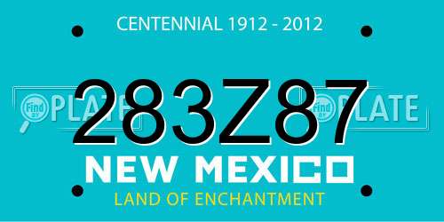 283Z87 New Mexico License Plate