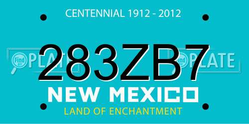 283ZB7 New Mexico License Plate