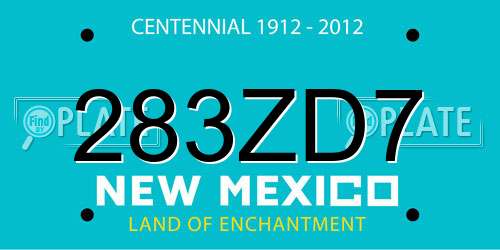 283ZD7 New Mexico License Plate