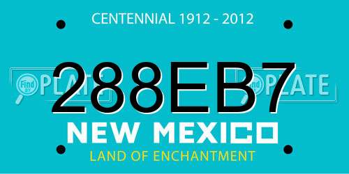 288EB7 New Mexico License Plate