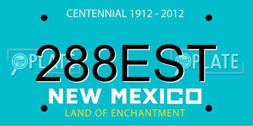 288EST New Mexico License Plate