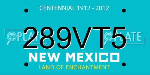 289VT5 New Mexico License Plate
