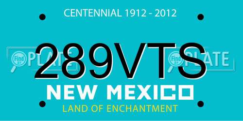 289VTS New Mexico License Plate