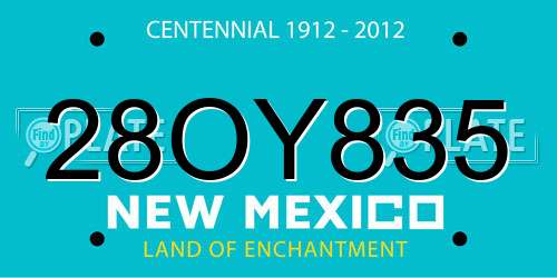 28OY835 New Mexico License Plate