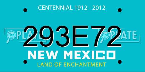 293E72 New Mexico License Plate
