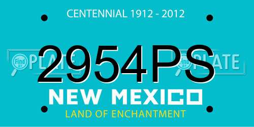 2954PS New Mexico License Plate