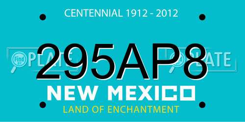 295AP8 New Mexico License Plate