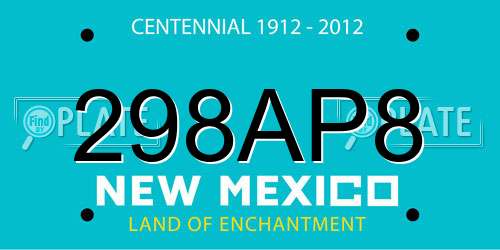 298AP8 New Mexico License Plate