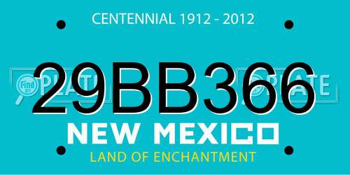 29BB366 New Mexico License Plate