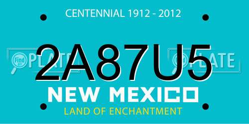 2A87U5 New Mexico License Plate