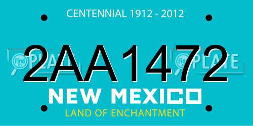 2AA1472 New Mexico License Plate
