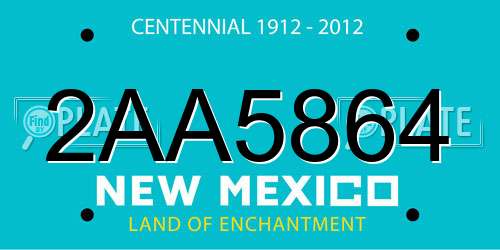 2AA5864 New Mexico License Plate