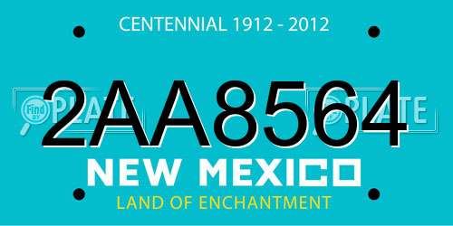 2AA8564 New Mexico License Plate