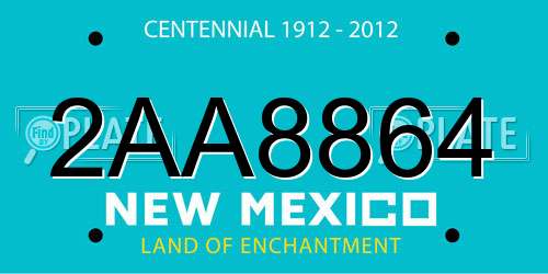 2AA8864 New Mexico License Plate