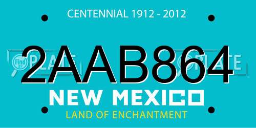 2AAB864 New Mexico License Plate
