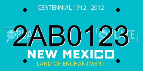 2AB0123 New Mexico License Plate