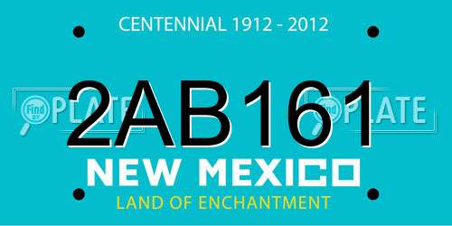 2AB161 New Mexico License Plate