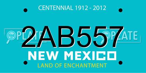 2AB557 New Mexico License Plate
