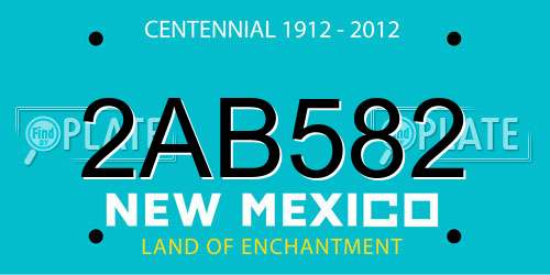 2AB582 New Mexico License Plate