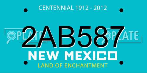 2AB587 New Mexico License Plate