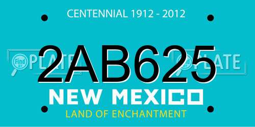 2AB625 New Mexico License Plate