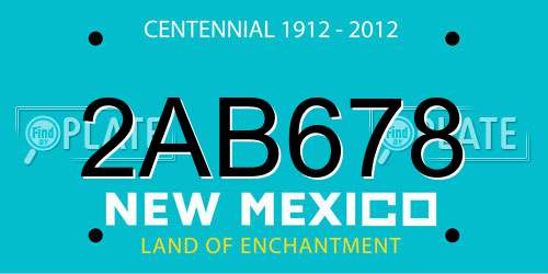 2AB678 New Mexico License Plate
