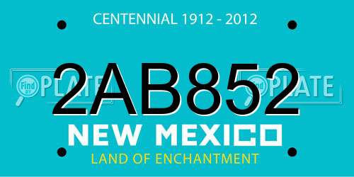 2AB852 New Mexico License Plate