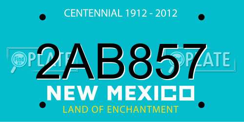 2AB857 New Mexico License Plate