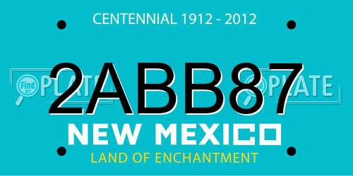 2ABB87 New Mexico License Plate