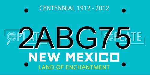 2ABG75 New Mexico License Plate