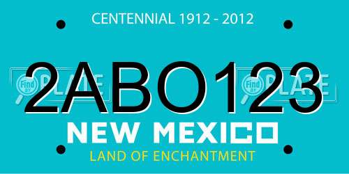 2ABO123 New Mexico License Plate