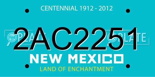 2AC2251 New Mexico License Plate