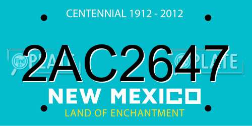 2AC2647 New Mexico License Plate