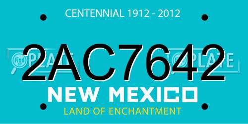 2AC7642 New Mexico License Plate