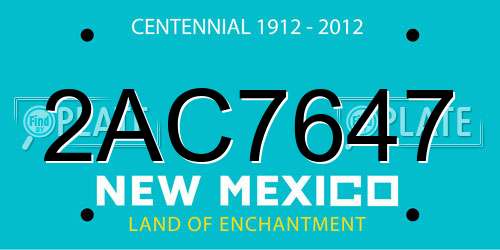 2AC7647 New Mexico License Plate
