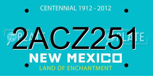2ACZ251 New Mexico License Plate