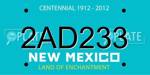 2AD233 New Mexico License Plate