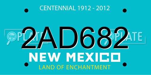 2AD682 New Mexico License Plate