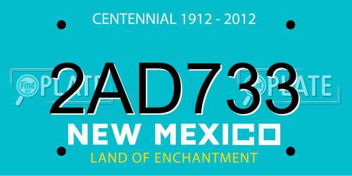 2AD733 New Mexico License Plate