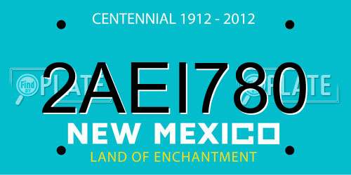 2AEI780 New Mexico License Plate