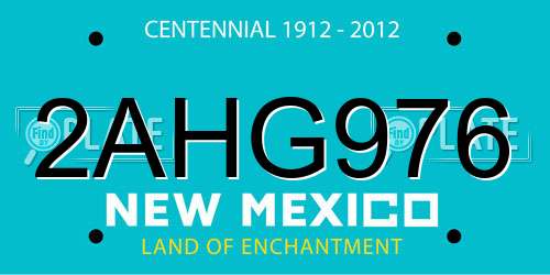 2AHG976 New Mexico License Plate