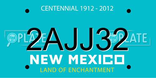 2AJJ32 New Mexico License Plate