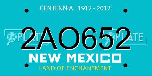 2AO652 New Mexico License Plate