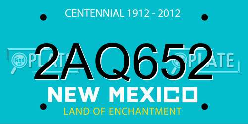 2AQ652 New Mexico License Plate