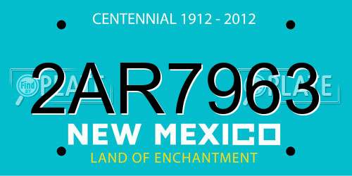 2AR7963 New Mexico License Plate